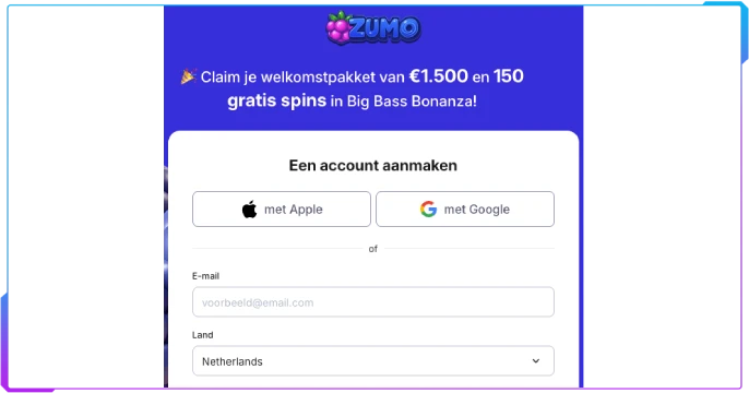 Zumo Bet Registratie banner